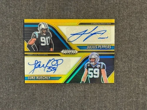 2025 Panini Prizm Black Julius Peppers Luke Kuechly Dual Auto GOLD PRIZM 3/10
