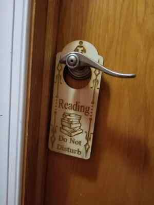 Reading Do Not Disturb Engraved Door Hanger Sign Bookworm 8 Colors
