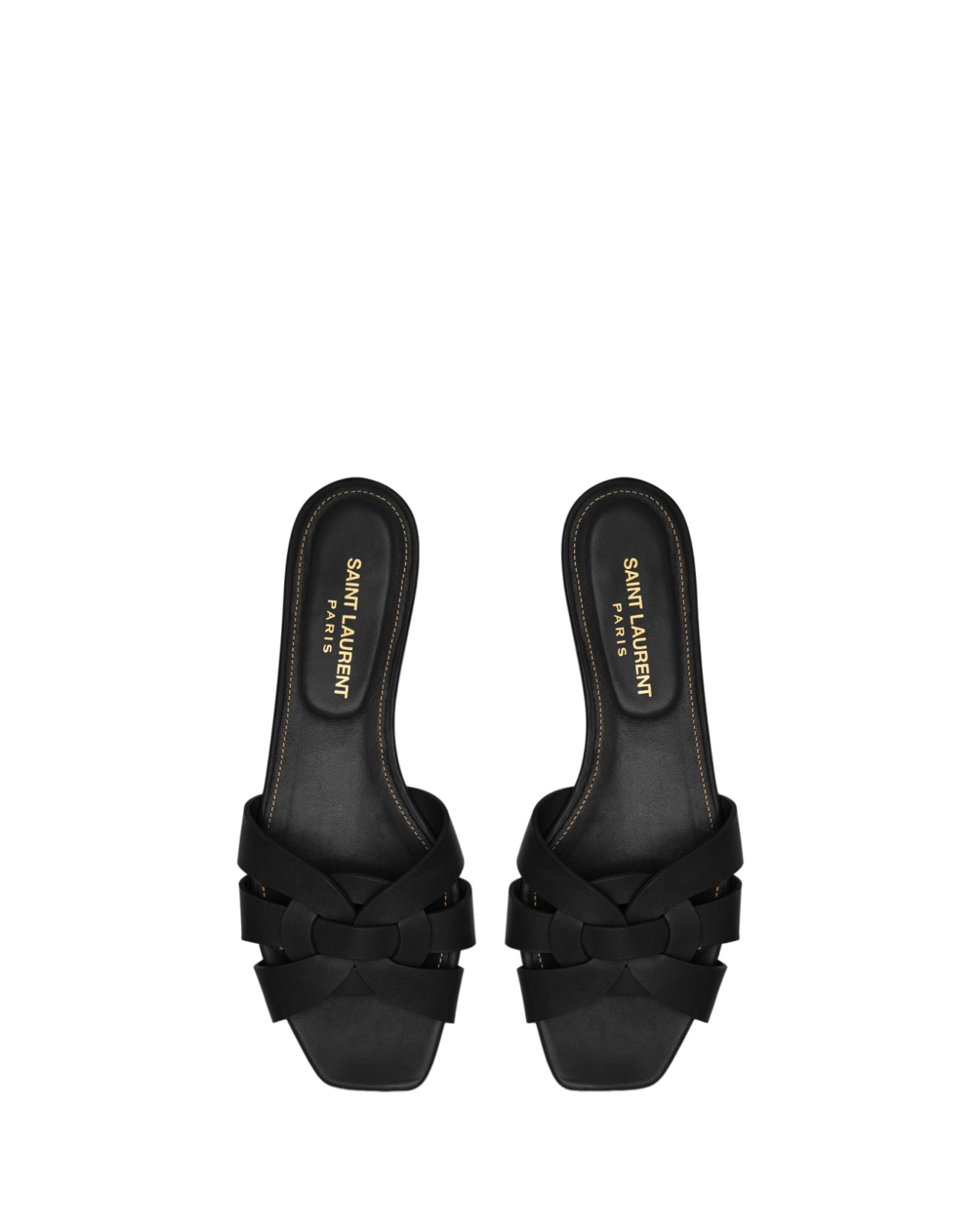 SAINT LAURENT Tribute $730 Black Smooth Leather Sandals New And Authentic