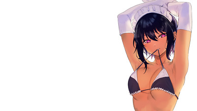 Anime maid bikini armpits girls dark skin hair purple Playmat Gaming Mat Desk