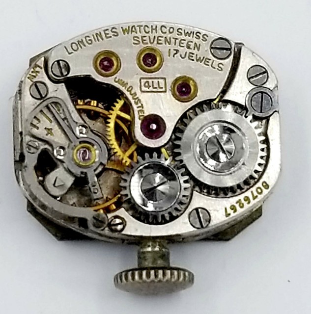 Antique LONGINE Swiss 17 jewel Wrist Watch Movement 15.5 mm x 11.5 mm