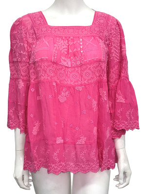 NWT Johnny Was Embroidered Square Neck Top - M - JW49190625