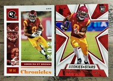 (2) Amon-Ra St. Brown RC Football Cards 2021 Rookies/Stars Chronicles Draft Pick