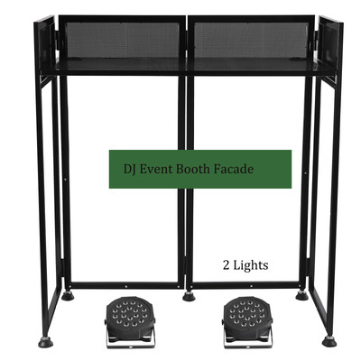 Foldable DJ Event Facade White&Black Scrim Iron Frame Booth+Travel Bag W/2 Light
