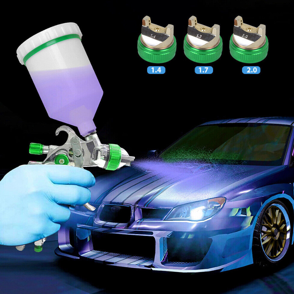 HVLP Spray Gun Kit Gravity Feed Car Primer Paint 1.4mm 1.7mm 2.0mm