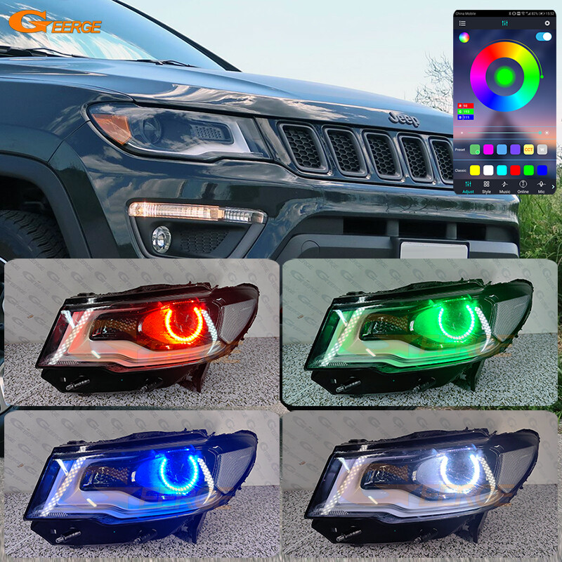 For Jeep Compass 2017 2018 - 2021 Multi Color RGB LED Angel Eyes