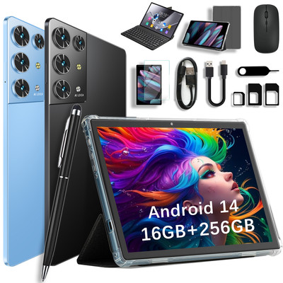 2025 Android 14 Tablet 16GB RAM 256GB ROM 10,1Zoll Tab SIM 4G LTE 5G WiFi Pad