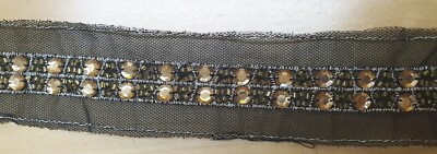 Schwarz/Kupfer verziert Netz Streifen Borte für Kleider/Tops/Basteln-B1403