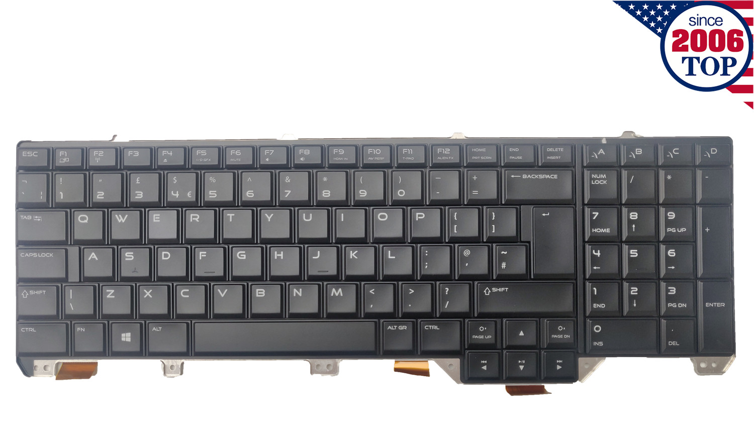 UK Backlit Keyboard with Black Frame for ALIENWARE M17X R5