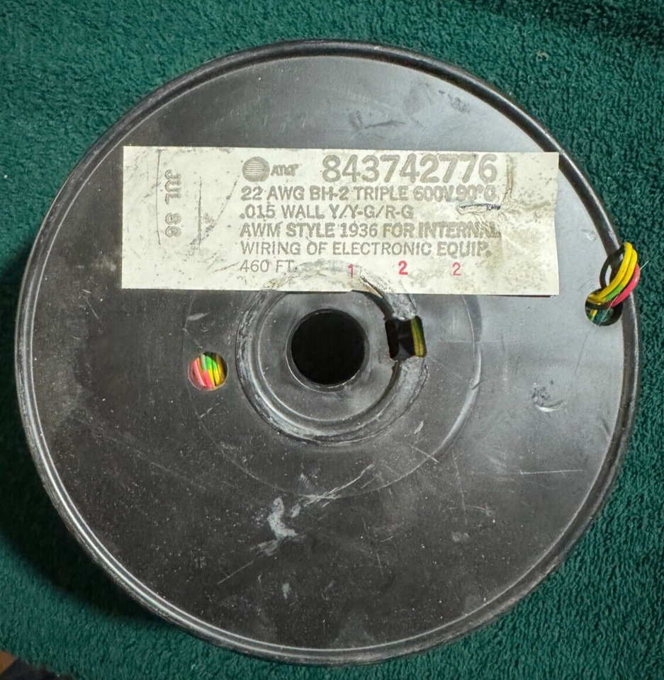 460 Feet 22 AWG Gauge Triple Solid Internal Wire .015 Plastic Y/YG