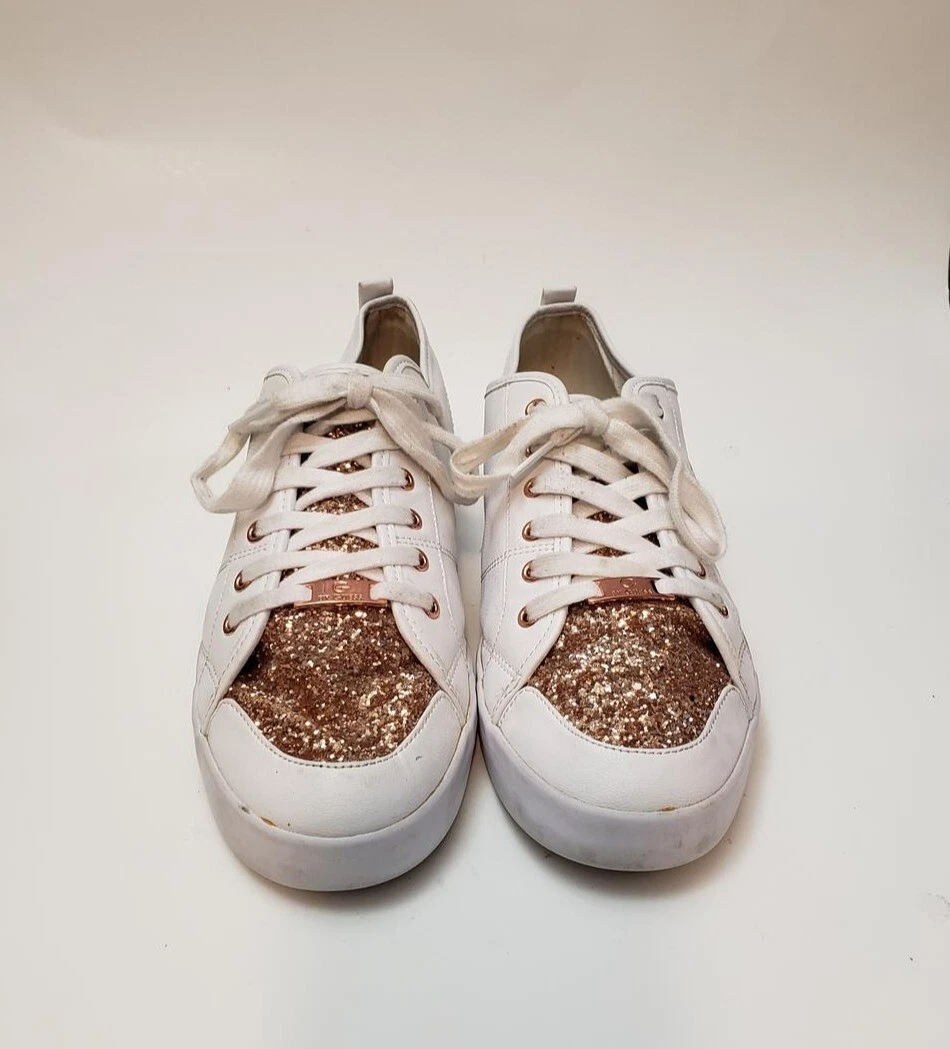 G By Low Top Tennis Shoes White Rose Gold Glitter Women&#039;s 12 eBay