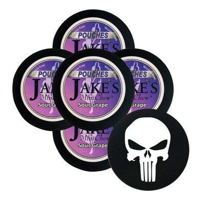 Jake's Mint Herbal Chew Sour Grape Pouches 5 Cans & DC Crafts Can Cover