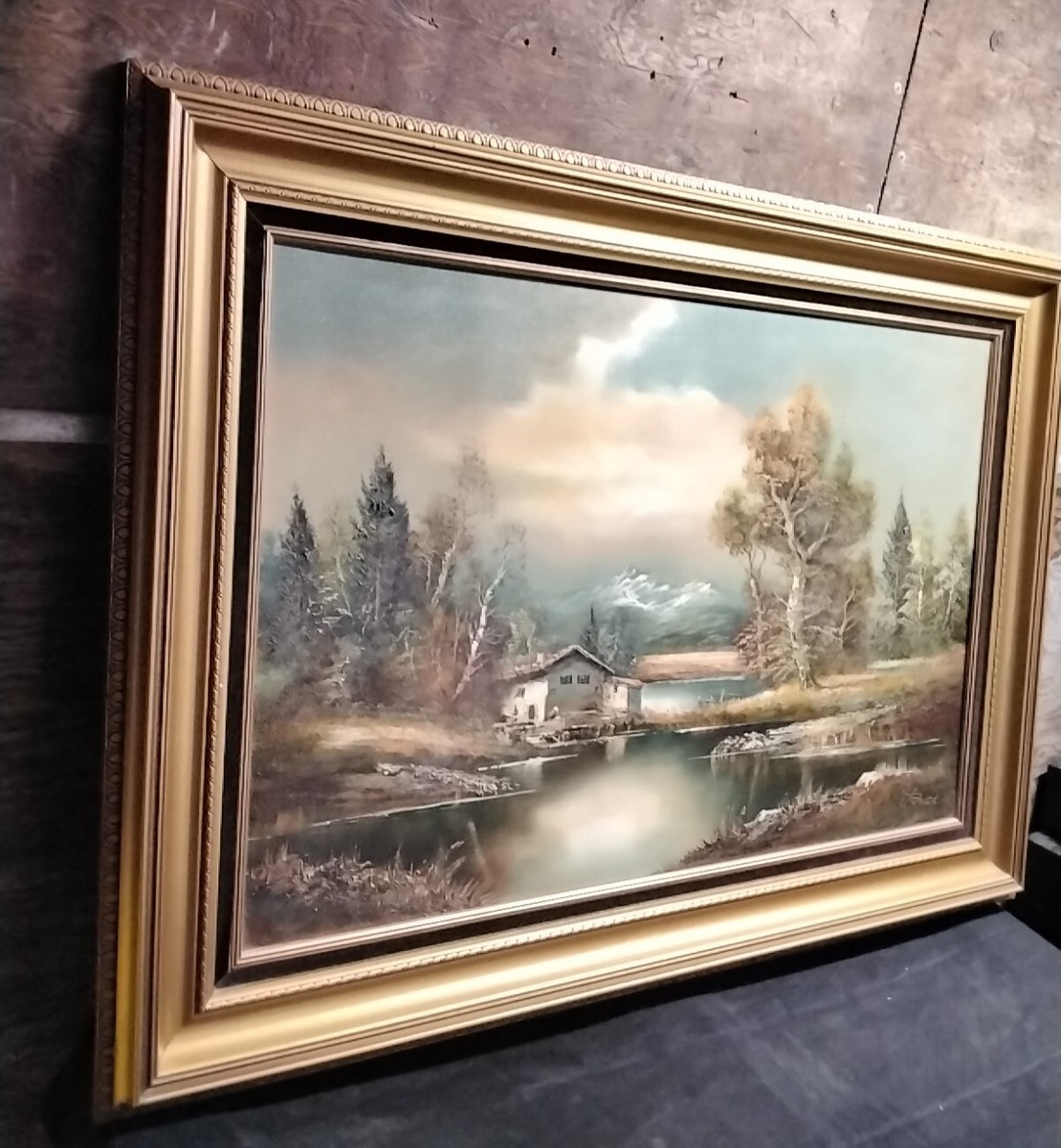 Sighned 1950s Heinz Ross Original Oil Painting On Canvas In