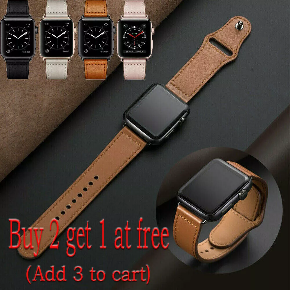 Genuine Leather Watch Band Strap For Apple Watch Series 8 7 6 5 4 44mm 45mm 42mm