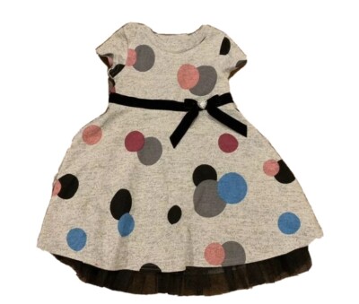 Jenny & Me Girls Dress 4 New without Tags Gray Polka Dotted Lined Ruffled Cute