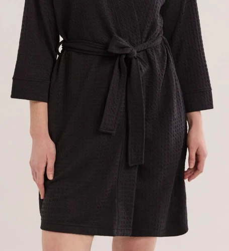 Joyspun Women's Waffle Kimono Short Wrap Robe - Picture 3 of 18