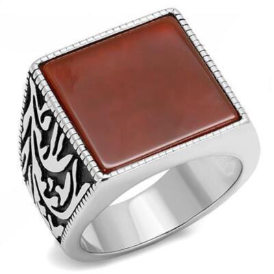 Anillo Color Plata Para Hombres y Ninos de Acero Inoxidable Agate en Siam Ginda
