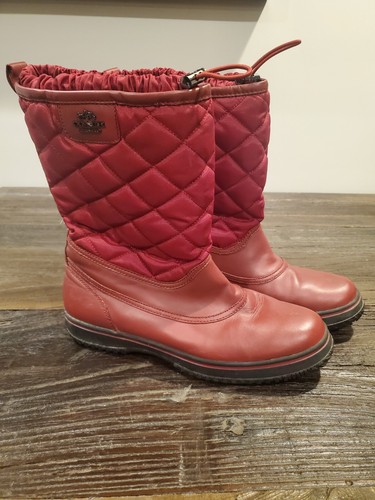 COACH Red Samara Quilted Winter Boots 
