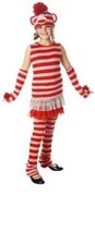 6pc Sassy Striped Sock Monkey Dress Hat 4 Warmers Halloween Costume Tween 10-12