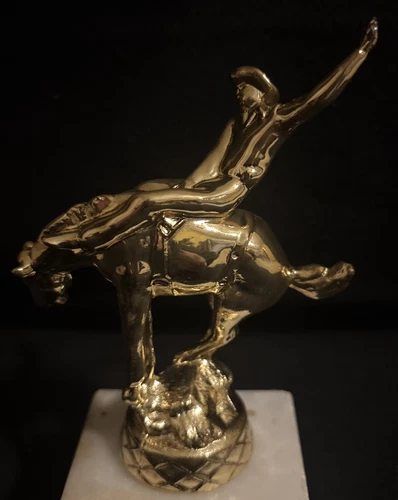 Vintage Metal Trophy Topper Bareback Horse Rider 4 1/4 NOS - Picture 1 of 4