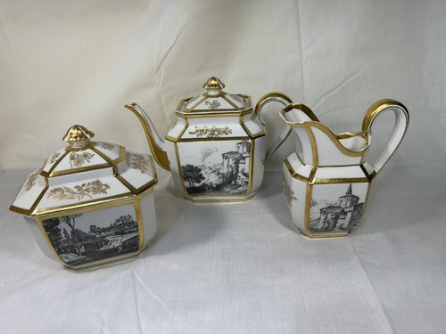 (3 Piece) G D & CIE AVENIR LIMOGES FRANCE 4-Cup TEA SET w/Landscapes & Gold - Picture 14 of 17