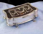 LARGE ANTIQUE EDWARDIAN PIQUE STERLING SILVER JEWELLERY TRINKET BOX CASKET 1906