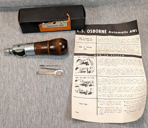 Vintage C.S. Osborne & Co. Automatic Awl No. 413 w/ Instructions & Original Box