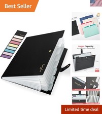 Black Accordion File Organizer with 8 Pockets...