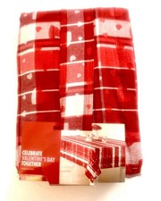 NEW Celebrate Valentines Day Hearts Jacquard Cotton Oblong Tablecloth 60 X 84