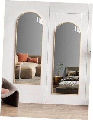 Arched Full Length Mirror, 48''x14'' Tempered Shatterproof Glass 48''L x 14''W Gold