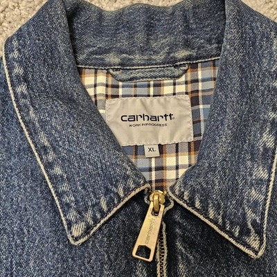 Carhartt WIP IO31391 Rider Men's Blue Denim Jacket Plaid Lined