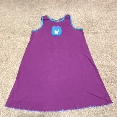 Disney Tinker Bell Girls A-Line Dress Purple Blue Cotton Size 10/12