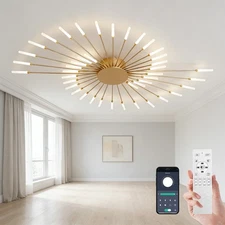 42-Light Modern Fireworks Ceiling Light Gold Flush Mount LED Flower Design-Gold