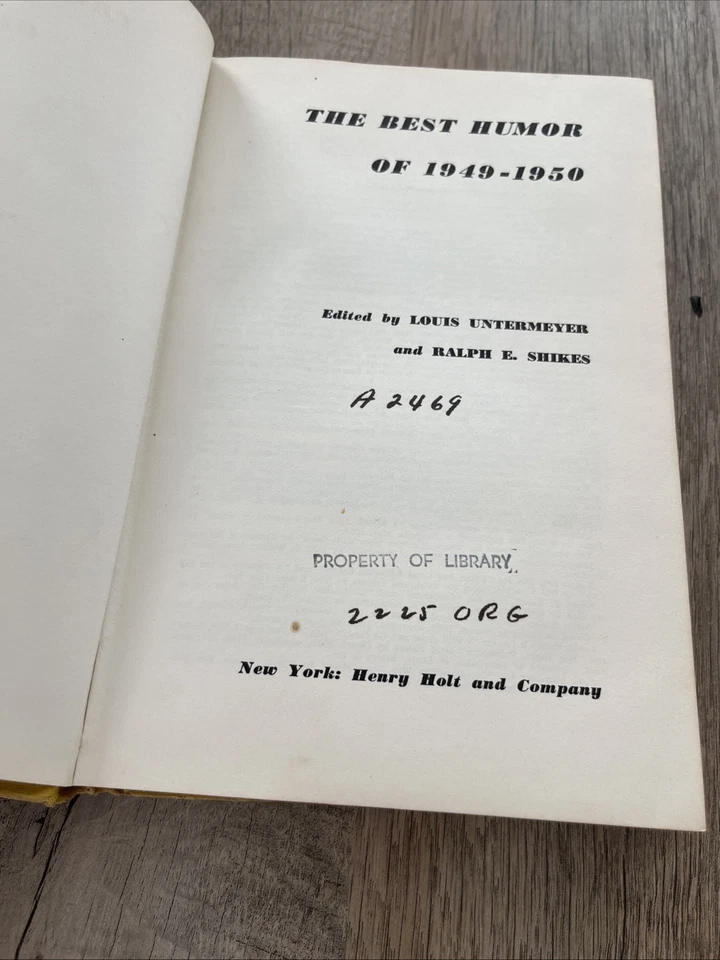 The Best Humor of 1949-1950 First Editionby Louis Untermeyer and Ralph E. Shikes - Image 3 of 4
