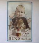 Vintage Hires' Rootbeer Metal Tin Sign 16"x10"  An Uninvited Guest Embossed