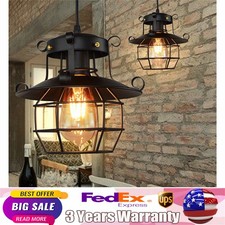 Farmhouse Ceiling Light Fixture Rustic Industrial Iron Cage Hanging Pendant Lamp