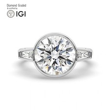 Round Diamond Trilogy Ring Platinum Labgrown 5.70 Ct Solitaire