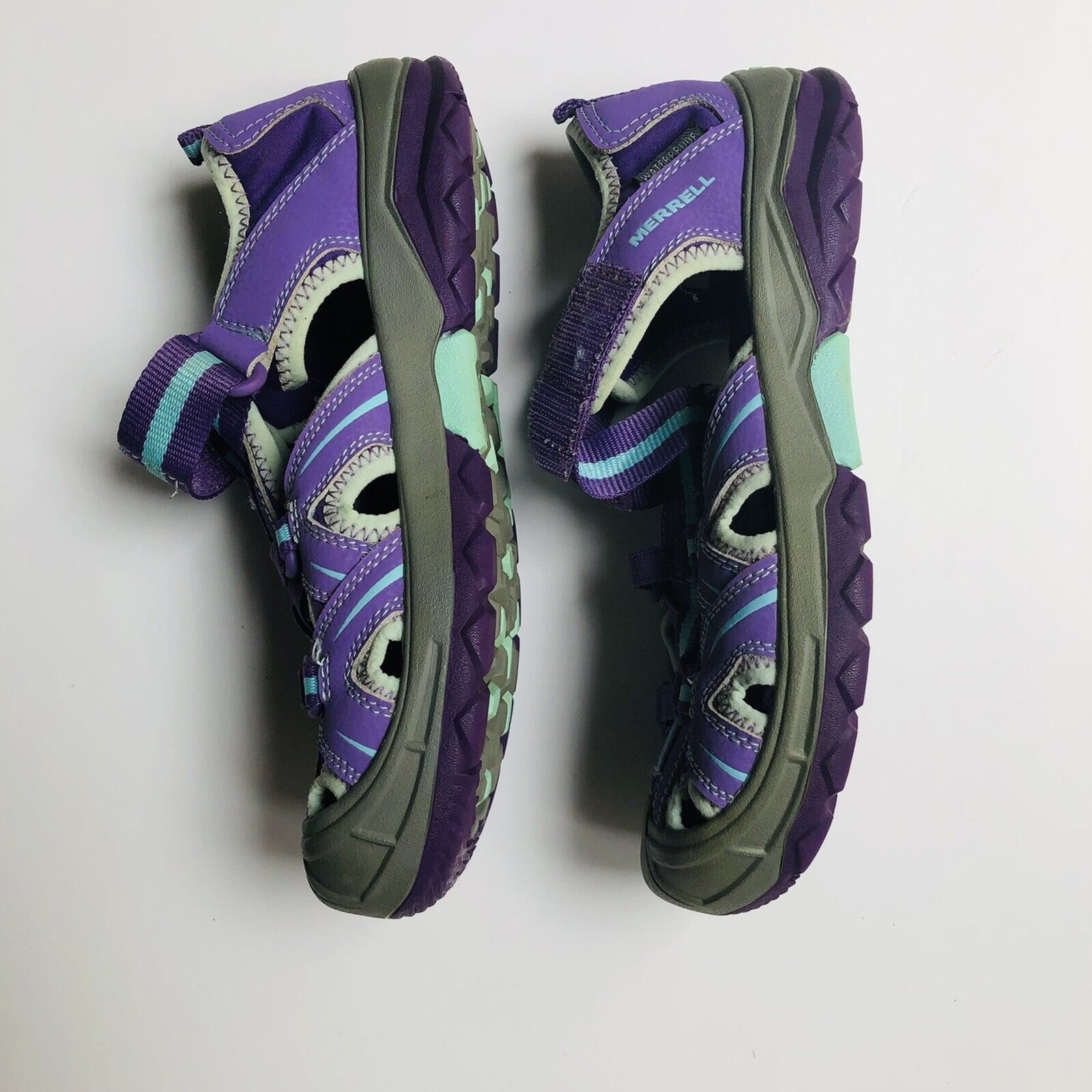 Merrell A select Hidro sandali freschi giovani taglia 4M viola blu grigio verde acqua armadio
