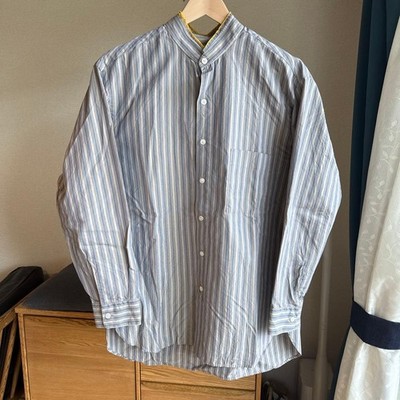 Cristaseya Handmade Mao Shirt Salvatore Piccolo Blue Stripe Italy