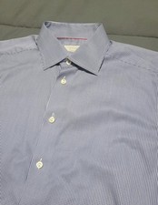 Eton modernes blaues Langarm Micro Check Hemd Größe 16 41