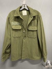 Vintage US Military Army Olive Green Cold Weather Wool Field Shirt Size Large
