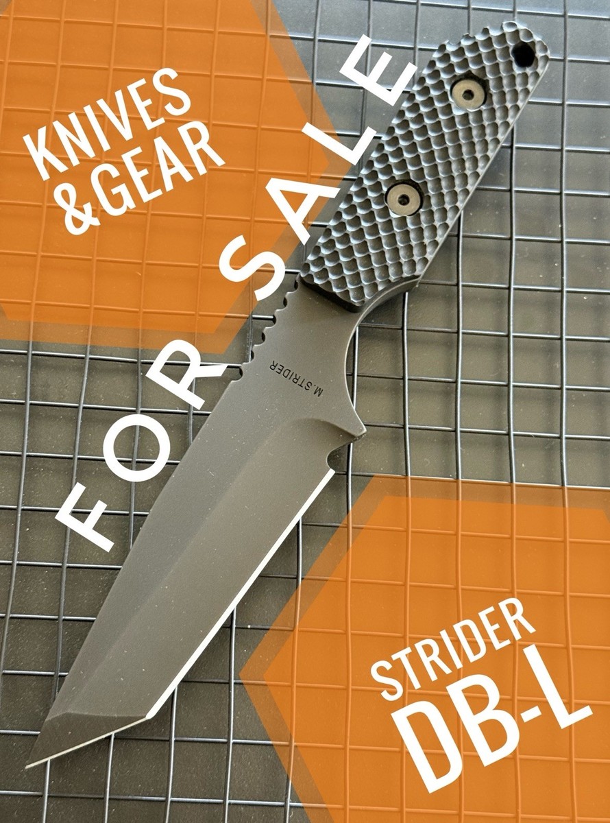 NEW! Strider DB-L, Black Gunner Grip, Tanto S30V w/ Kydex Sheath