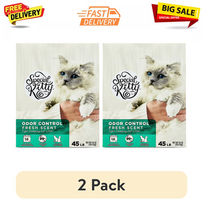 (2 pack) Special Kitty Odor Control Tight Clumping Cat Litter Fresh Scent, 45 lb