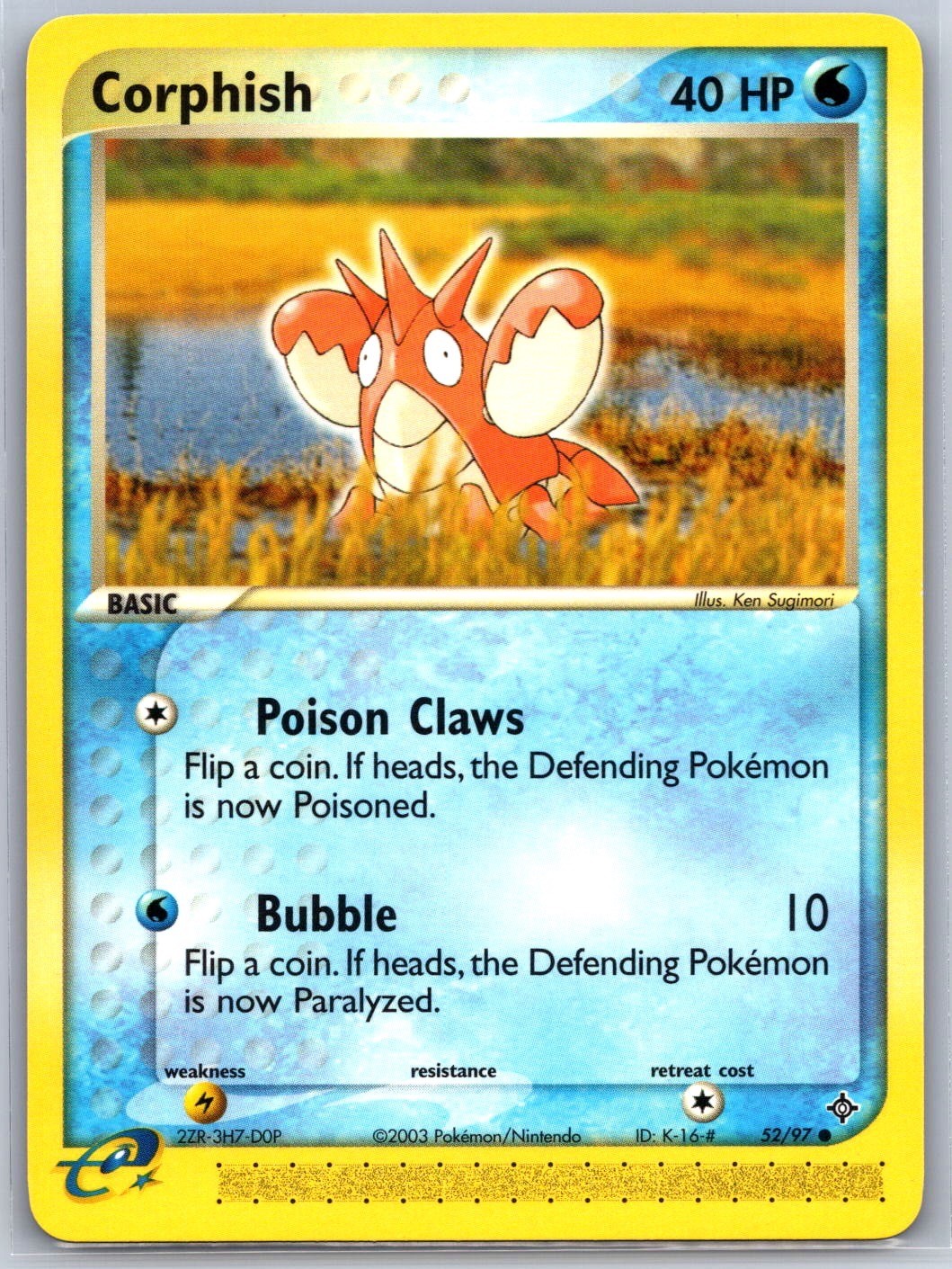 Corphish 52/97 Common Dragon Pokemon Near Mint