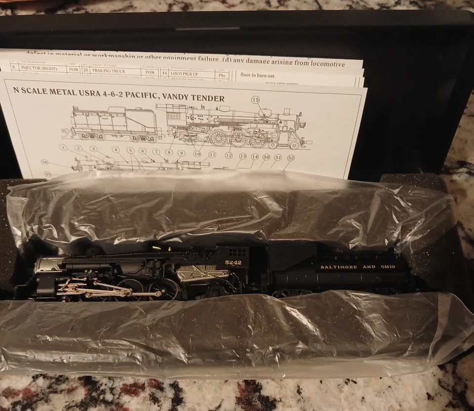 5242 N Metal USRA 4-6-2 Pacific Baltimore And Ohio Vandy Tender Analog New W/box - Image 4 of 4
