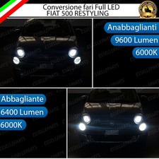 CONVERSIONE FARI FULL LED FIAT 500 RESTYLING 6000K LED CANBUS XENON XENO