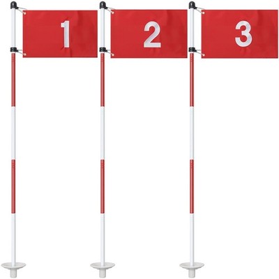 Golf Flagstick for Yard, Flag Putting 6 FT, Red Flag#1,2,3, 3 Pack 