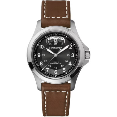 Khaki Field Black / Leather Black Dial Wristwatch H64455533