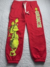 The Grinch Pants Kids XL Red Fleece Joggers Graphic Christmas Lounge Sweatpants