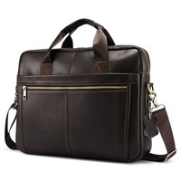 Vintage Men Laptop Briefcase Genuine Leather Business Travel Work Shoulder Bag